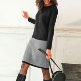 Long Sleeve Paneled Slim Bottoming Dress