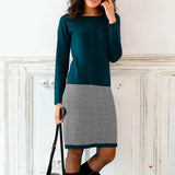 Long Sleeve Paneled Slim Bottoming Dress