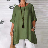 Loose Solid Linen Long Sleeve Top