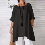 Loose Solid Linen Long Sleeve Top