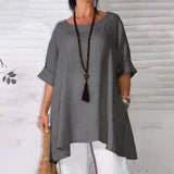 Loose Solid Linen Long Sleeve Top