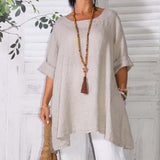 Loose Solid Linen Long Sleeve Top