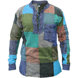 Men's Printed Color Block Long Sleeve Shirt