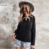 Off The Shoulder Solid Pullover Sweaters