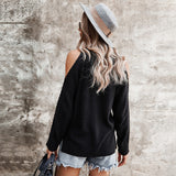 Off The Shoulder Solid Pullover Sweaters