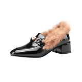 Pearl Leather Plush Loafers