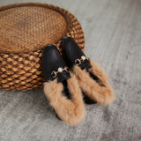 Pearl Leather Plush Loafers