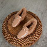 Pearl Leather Plush Loafers