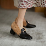 Pearl Leather Plush Loafers