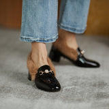 Pearl Leather Plush Loafers