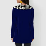 Plaid Print Long Sleeve Round Neck Top
