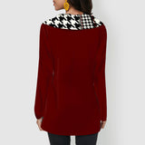 Plaid Print Long Sleeve Round Neck Top