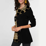 Plaid Print Long Sleeve Round Neck Top
