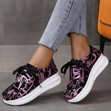 Platform Print Lace-Up Casual Shoes