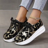Print Lace-Up Casual Shoes