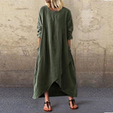 Pocket Round Neck Casual Shift Dress