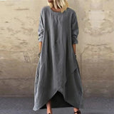 Pocket Round Neck Casual Shift Dress