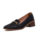 Square-heel Leather Loafers
