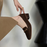 Square-heel Leather Loafers