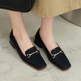Square-heel Leather Loafers