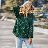 Polka Dot Chiffon Long Sleeve Shirt