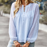 Polka Dot Chiffon Long Sleeve Shirt