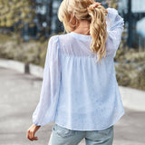 Polka Dot Chiffon Long Sleeve Shirt