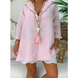 Polka Dot Print Button Blouse