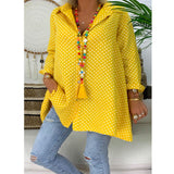Polka Dot Print Button Blouse