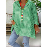 Polka Dot Print Button Blouse