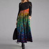 Print Long Sleeve Slim Maxi Dress