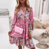 Printed Panel V-Neck Dress