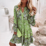 Printed Panel V-Neck Dress