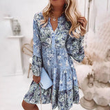 Printed Panel V-Neck Dress