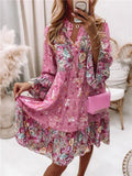 Printed Panel V-Neck Dress