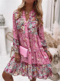 Printed Panel V-Neck Dress