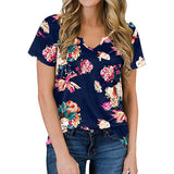 Printed V-Neck Loose T-Shirt