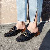 Retro Metal Covered Toe Buckle Mules