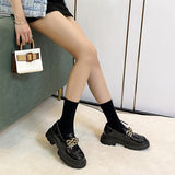 Round Toe Platform Glossy Loafers
