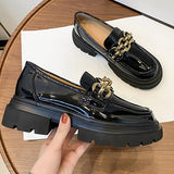 Round Toe Platform Glossy Loafers