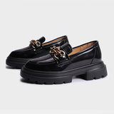 Round Toe Platform Glossy Loafers