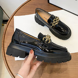 Round Toe Platform Glossy Loafers