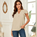 Ruffle Sleeve V-Neck Chiffon Blouse