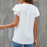 Ruffle Sleeve V-Neck Chiffon Blouse