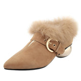 Shaped Heel Fashion Leather Shoes