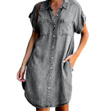 Short Sleeve Slim Fit Denim Dress