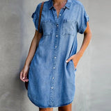 Short Sleeve Slim Fit Denim Dress