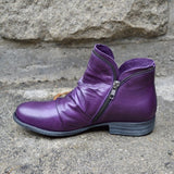Side Zip Pleated Women's Boots