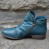 Side Zip Pleated Women's Boots
