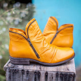 Side Zip Pleated Women's Boots